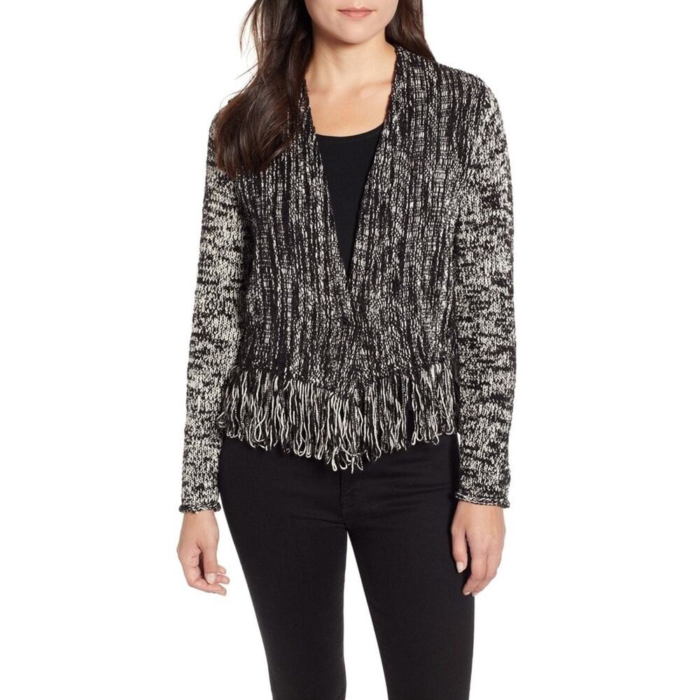 Nic + Zoe Fringe Worthy Marled Knit Jacket Medium